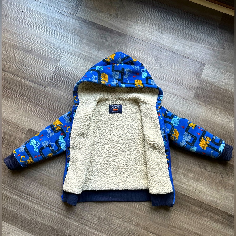 Boys Sherpa Trucks Hoodie 4T